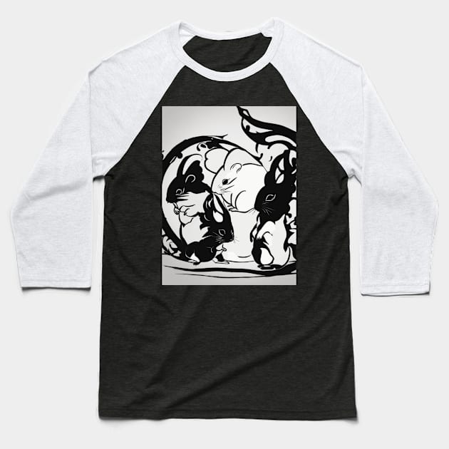 Chinchillas Shadow Silhouette Anime Style Collection No. 8 Baseball T-Shirt by cornelliusy